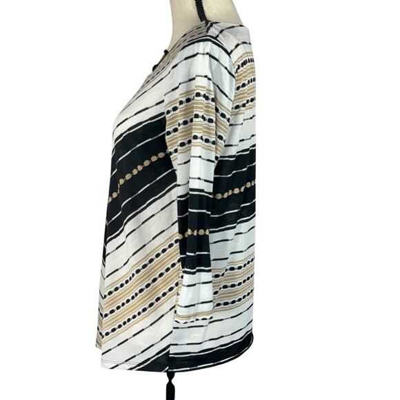 Alfred Dunner Small Top Geometric Stretch 3/4 Sleeve Round Neck Semi-Sheer Multi - Picture 5 of 7